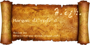 Hargas Árpád névjegykártya