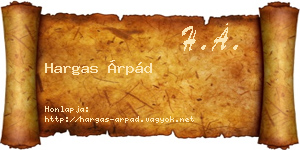 Hargas Árpád névjegykártya