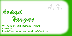 arpad hargas business card